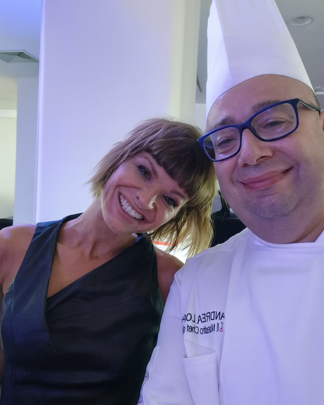Andrea Lopopolo, Maestro Chef della Frutta, con Anna Falchi negli studi Rai 2